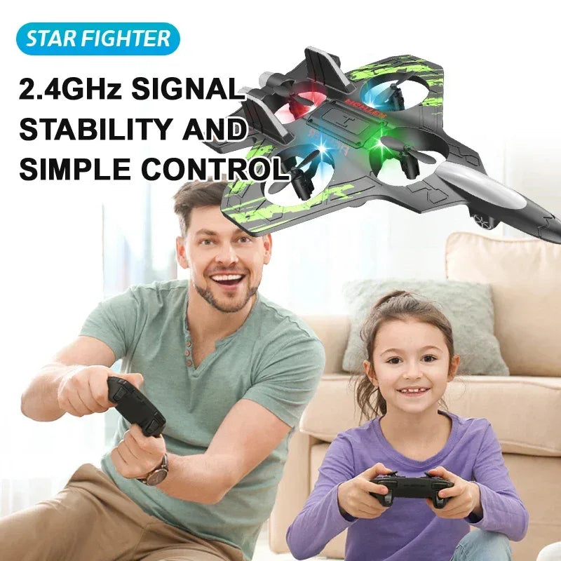 LED RC Fighter Jet – Beginner-Friendly Controls with Stunt Flying for All Ages (Easy to Fly. Exciting to Master. Fun for All Ages)