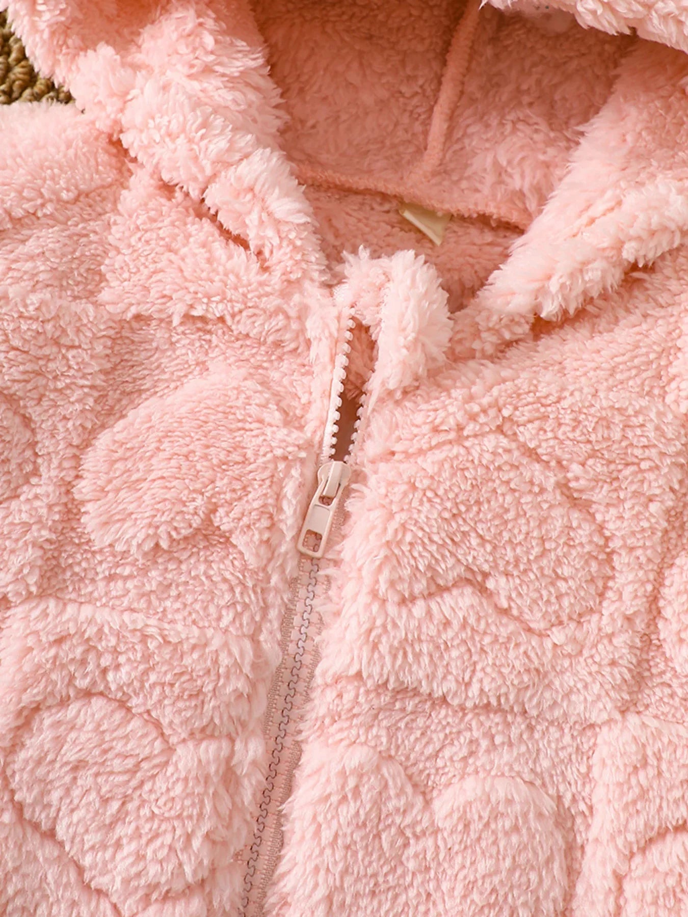 Children's Heart Pattern Fuzzy Hooded Outerwear - Kidohop