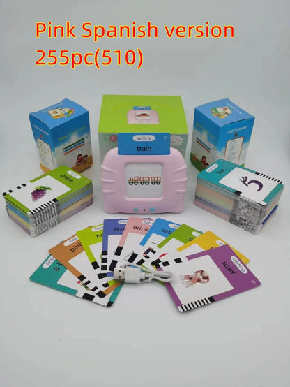 Bilingual Card Early Education Machine | English Learning Toy for Kids | 112 Flash Cards | Rechargeable Talking Educational Device - Kidohop