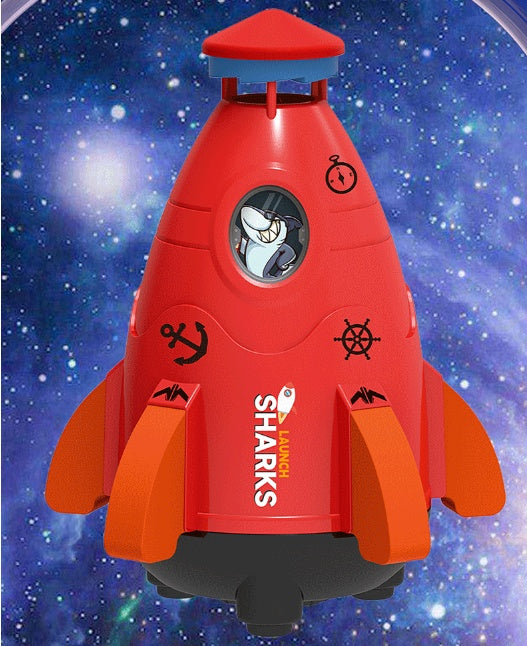 Flying Space Rocket Sprinkler for Kids – 360° Rotating Outdoor Water Toy, Garden Hose Attachment & DIY Stickers
