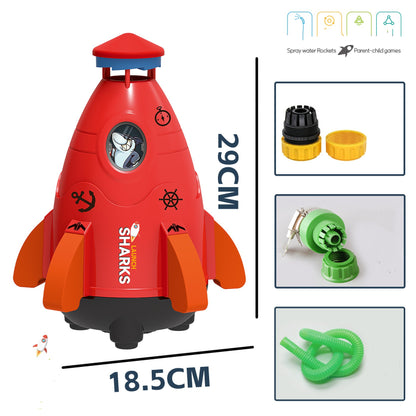 Flying Space Rocket Sprinkler for Kids – 360° Rotating Outdoor Water Toy, Garden Hose Attachment & DIY Stickers