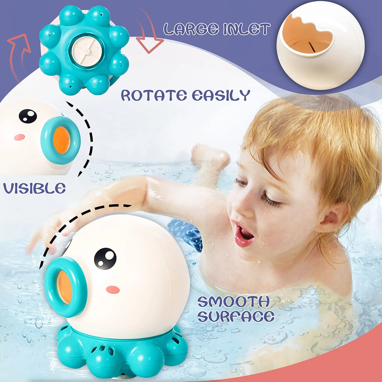 Octopus Fountain Bath Toy | Rotating Water Spray Toy for Babies & Toddlers | Fun Bathtub & Pool Sprinkler Toy - Kidohop