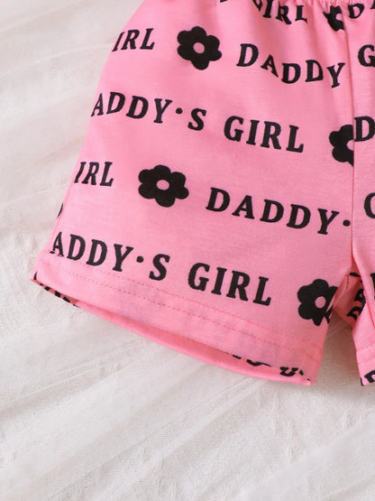 Baby Girls Ruffle Sleeve Top, Shorts & Headband 3-Piece Outfit Set – Letter Print Summer Clothes - Kidohop