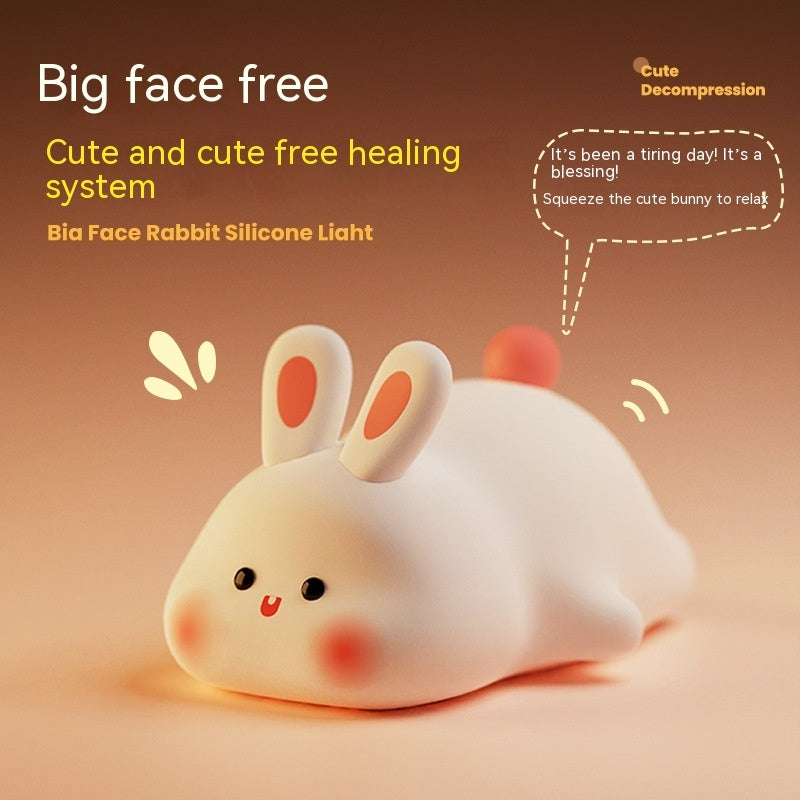 Cute LED Rabbit Night Light – Touch Sensor Silicone Kids Bedside Lamp