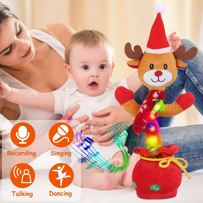 Penguin or Elk Kids Electric Dancing Toy – Singing, Recording & Repeating Christmas Plush with Lights and Music - Kidohop