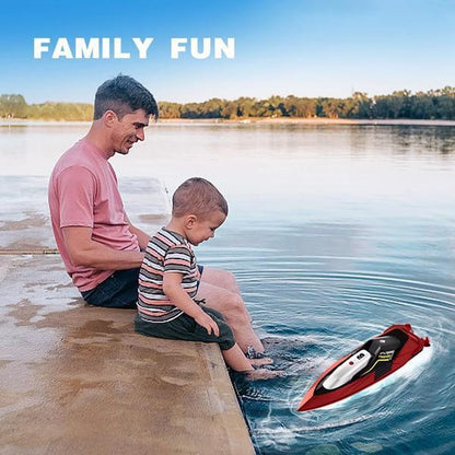 High-Speed RC Boat | Remote Control Boat for Adults & Kids | 20 MPH Racing Ship with Self-Righting & Low Battery Alarm - Kidohop