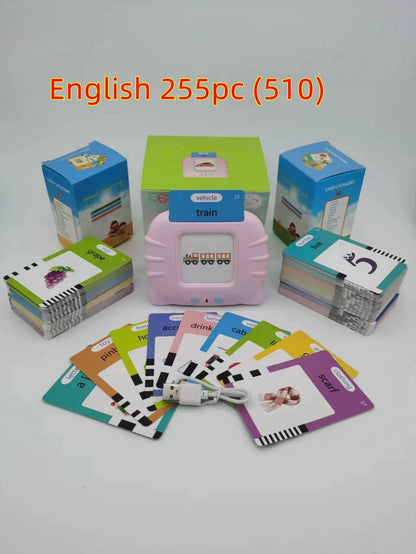 Bilingual Card Early Education Machine | English Learning Toy for Kids | 112 Flash Cards | Rechargeable Talking Educational Device - Kidohop