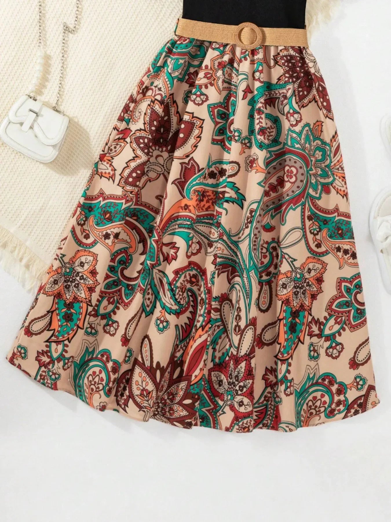 Children's Printed Short Sleeve Dress - Kidohop