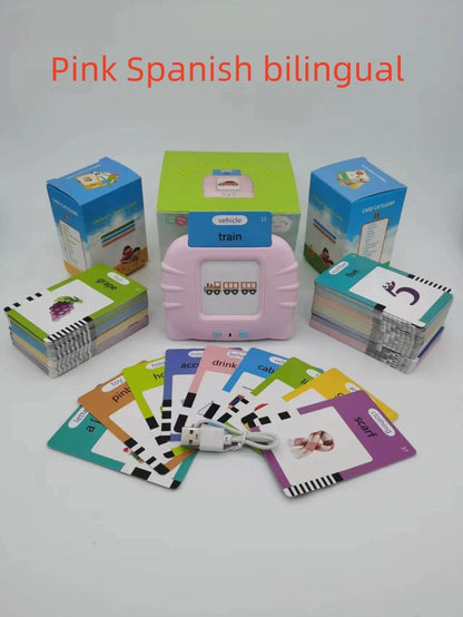 Bilingual Card Early Education Machine | English Learning Toy for Kids | 112 Flash Cards | Rechargeable Talking Educational Device - Kidohop