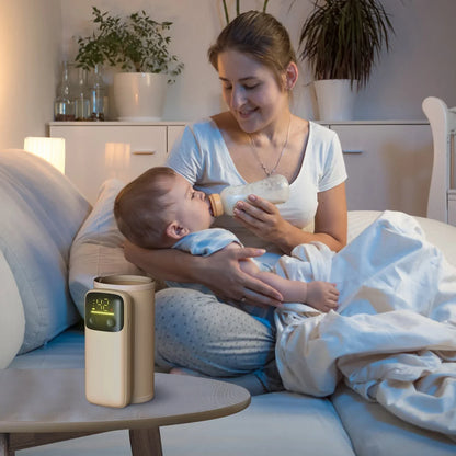 Portable Baby Bottle Warmer with Night Light – 6 Heating Levels, USB Rechargeable, 360° Rapid Heating for Home & Travel - Kidohop