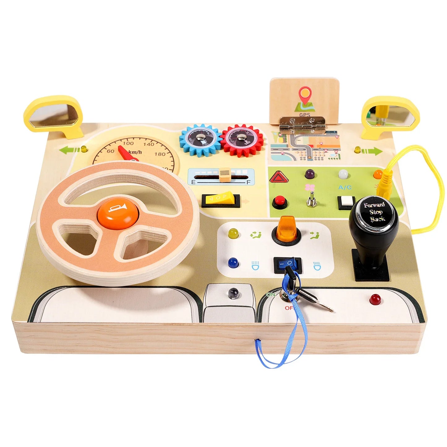 Nordic Baby Wooden Steering Wheel Puzzle Toy | Montessori Sensory Educational Toy | Wooden Learning Toy for Toddlers - Kidohop
