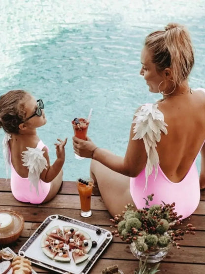 Backless Wide Strap Parent-Child Swimwear - Kidohop