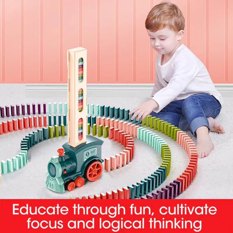 Domino Train Toy | Automatic Domino Laying Electric Train | Educational Building Block Toy for Kids - Kidohop