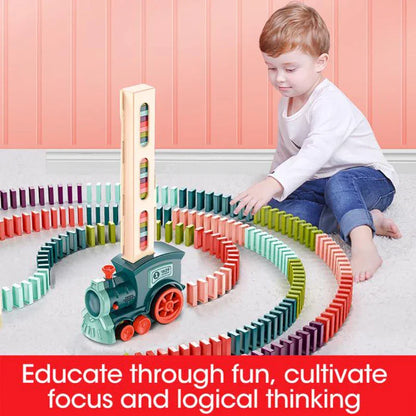 Domino Train Toy | Automatic Domino Laying Electric Train | Educational Building Block Toy for Kids - Kidohop