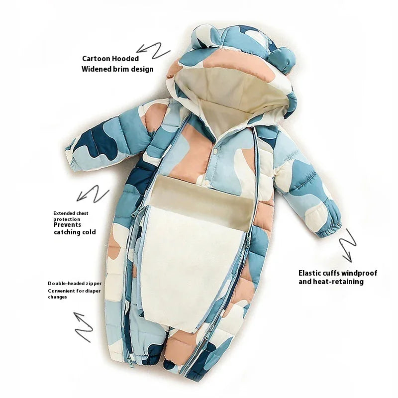 Clothes For Babies Baby Jumpsuits Winter Fleece-lined - Kidohop