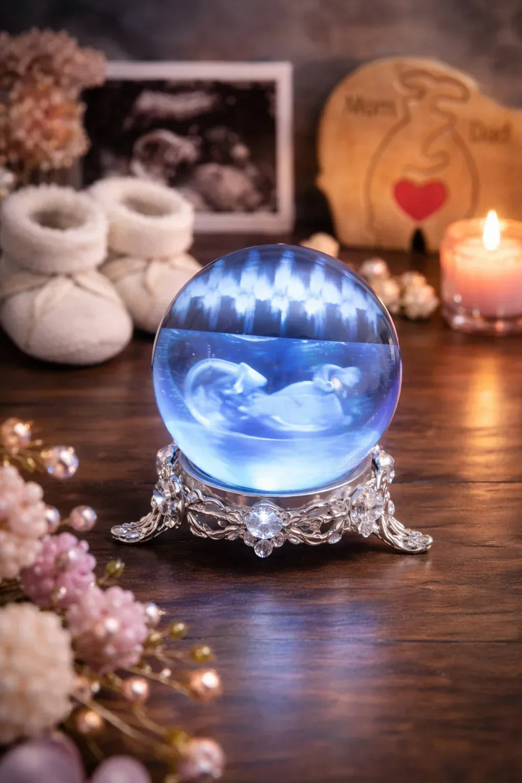 3D Crystal Ball Ultrasound with Heartbeat, Digital Photo Album, Pregnancy Gift for New Mum – Ultrasound Keepsake Sphere, for Baby Shower Or Anniversary - Kidohop